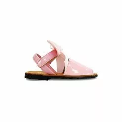 Childrens Synthetic Patent Menorcan Sandals Satin Bow 268 Pink, By Pisable