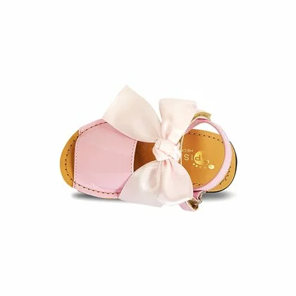 Childrens Synthetic Patent Menorcan Sandals Satin Bow 268 Pink, By Pisable 4 Childrens Synthetic Patent Menorcan Sandals Satin Bow 268 Pink, By Pisable - Image 4