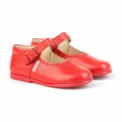 Childrens Girl Leather School Mary Jane Shoes Buckle 500 Red, By AngelitoS
