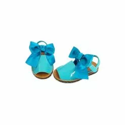 Childrens Synthetic Patent Menorcan Sandals Satin Bow 268 Blue, By Pisable -Sandals Sales Store childrens synthetic patent menorcan sandals satin bow 268 blue by pisable 2