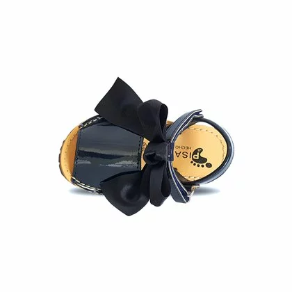 Childrens Synthetic Patent Menorcan Sandals Satin Bow 268 Navy, By Pisable 4 Childrens Synthetic Patent Menorcan Sandals Satin Bow 268 Navy, By Pisable - Image 4