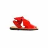 Childrens Synthetic Patent Menorcan Sandals Satin Bow 268 Red, By Pisable