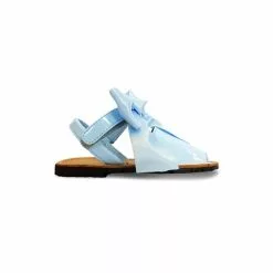 Childrens Synthetic Patent Menorcan Sandals Satin Bow 268 Sky Blue, By Pisable