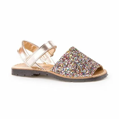 Girls Leather And Glitter Menorcan Sandals Velcro 203 Multicolor, By AngelitoS 3 Girls Leather And Glitter Menorcan Sandals Velcro 203 Multicolor, By AngelitoS - Image 3