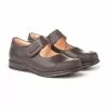 Girls Leather School Mary Jane Shoes Reinforced Toe Velcro 463 Chocolate, By AngelitoS