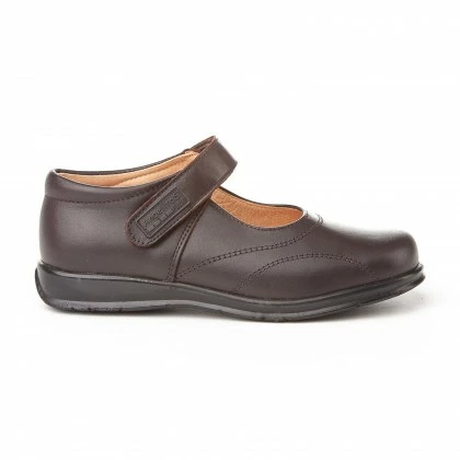 Girls Leather School Mary Jane Shoes Stitches Velcro 461 Chocolate, By AngelitoS 2 Girls Leather School Mary Jane Shoes Stitches Velcro 461 Chocolate, By AngelitoS - Image 2