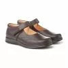 Girls Leather School Mary Jane Shoes Stitches Velcro 461 Chocolate, By AngelitoS