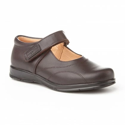 Girls Leather School Mary Jane Shoes Stitches Velcro 461 Chocolate, By AngelitoS 3 Girls Leather School Mary Jane Shoes Stitches Velcro 461 Chocolate, By AngelitoS - Image 3