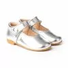 Girls Metallic Leather Mary Jane Shoes Velcro 1502 Silver, By AngelitoS