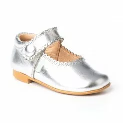 Girls Metallic Leather Mary Jane Shoes Velcro 1502 Silver, By AngelitoS -Sandals Sales Store girls metallic leather mary jane shoes velcro 1502 silver by angelitos 2