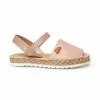Girls Metallic Nappa Leather And Glitter Suede Menorcan Sandals Padded Insole Velcro 222 Nude, By AngelitoS