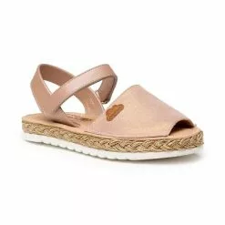 Girls Metallic Nappa Leather And Glitter Suede Menorcan Sandals Padded Insole Velcro 222 Nude, By AngelitoS -Sandals Sales Store girls metallic nappa leather and glitter suede menorcan sandals padded insole velcro 222 nude by angelitos 2