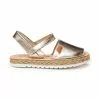 Girls Metallic Nappa Leather Menorcan Sandals Padded Insole Velcro 221 Platinum, By AngelitoS