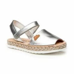 Girls Metallic Nappa Leather Menorcan Sandals Padded Insole Velcro 221 Silver, By AngelitoS -Sandals Sales Store girls metallic nappa leather menorcan sandals padded insole velcro 221 silver by angelitos 2
