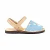 Girls Nappa Leather And Denim Menorcan Sandals Velcro 212 Camel, By AngelitoS