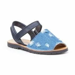 Girls Nappa Leather And Denim Menorcan Sandals Velcro 212 Navy, By AngelitoS -Sandals Sales Store girls nappa leather and denim menorcan sandals velcro 212 navy by angelitos 2