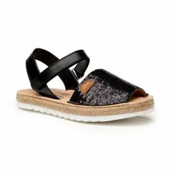 Girls Nappa Leather And Sequins Menorcan Sandals Padded Insole Velcro 224 Black, By AngelitoS -Sandals Sales Store girls nappa leather and sequins menorcan sandals padded insole velcro 224 black by angelitos 2
