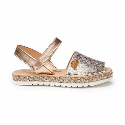 Girls Nappa Leather And Sequins Menorcan Sandals Padded Insole Velcro 224 Nude, By AngelitoS 1 Girls Nappa Leather And Sequins Menorcan Sandals Padded Insole Velcro 224 Nude, By AngelitoS