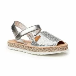 Girls Nappa Leather And Sequins Menorcan Sandals Padded Insole Velcro 224 Silver, By AngelitoS -Sandals Sales Store girls nappa leather and sequins menorcan sandals padded insole velcro 224 silver by angelitos 2
