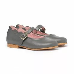 Girls Nappa Leather Mary Jane Shoes Buckle 1103 Grey, By AngelitoS