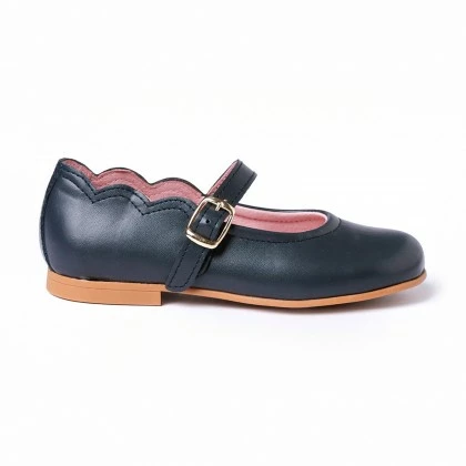 Girls Nappa Leather Mary Jane Shoes Buckle 1103 Navy, By AngelitoS 2 Girls Nappa Leather Mary Jane Shoes Buckle 1103 Navy, By AngelitoS - Image 2