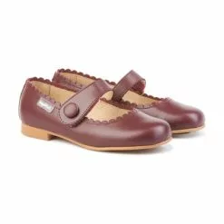 Girls Nappa Leather Mary Jane Shoes Velcro 1512 Burgundy, By AngelitoS -Sandals Sales Store girls nappa leather mary jane shoes velcro 1512 burgundy by angelitos 2