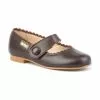Girls Nappa Leather Mary Jane Shoes Velcro 1512 Chocolate, By AngelitoS
