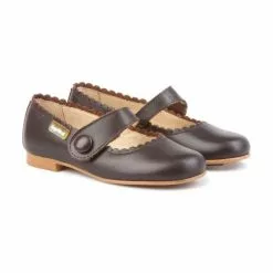 Girls Nappa Leather Mary Jane Shoes Velcro 1512 Chocolate, By AngelitoS -Sandals Sales Store girls nappa leather mary jane shoes velcro 1512 chocolate by angelitos 2