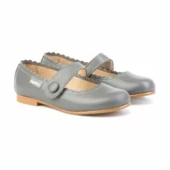Girls Nappa Leather Mary Jane Shoes Velcro 1512 Grey, By AngelitoS -Sandals Sales Store girls nappa leather mary jane shoes velcro 1512 grey by angelitos 2