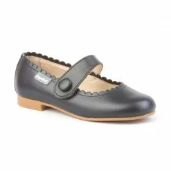 Girls Nappa Leather Mary Jane Shoes Velcro 1512 Navy, By AngelitoS