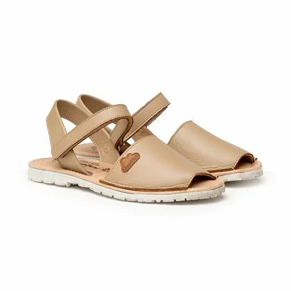 Girls Nappa Leather Menorcan Sandals Padded Insole Velcro 220 Camel, By AngelitoS 2 Girls Nappa Leather Menorcan Sandals Padded Insole Velcro 220 Camel, By AngelitoS - Image 2