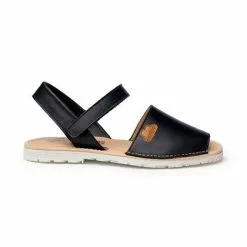 Girls Nappa Leather Menorcan Sandals Padded Insole Velcro 220 Navy, By AngelitoS