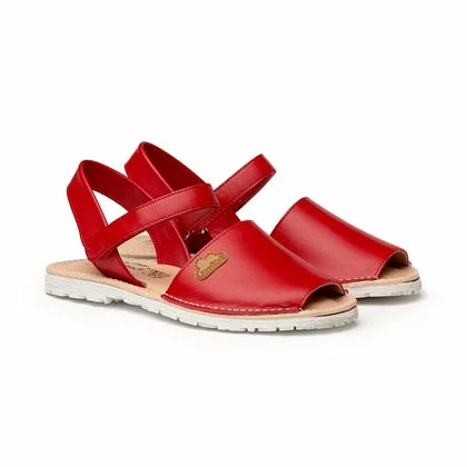 Girls Nappa Leather Menorcan Sandals Padded Insole Velcro 220 Red, By AngelitoS 2 Girls Nappa Leather Menorcan Sandals Padded Insole Velcro 220 Red, By AngelitoS - Image 2