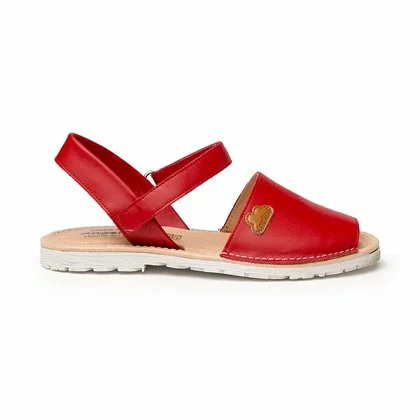 Girls Nappa Leather Menorcan Sandals Padded Insole Velcro 220 Red, By AngelitoS 1 Girls Nappa Leather Menorcan Sandals Padded Insole Velcro 220 Red, By AngelitoS
