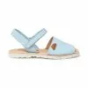 Girls Nappa Leather Menorcan Sandals Padded Insole Velcro 220 Sky Blue, By AngelitoS