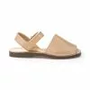 Girls Nappa Leather Menorcan Sandals Velcro 202 Camel, By AngelitoS