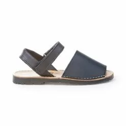 Girls Nappa Leather Menorcan Sandals Velcro 202 Navy, By AngelitoS