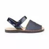 Girls Patent And Glitter Leather Menorcan Sandals Velcro 208 Navy, By AngelitoS