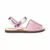 Girls Patent And Glitter Leather Menorcan Sandals Velcro 208 Pink, By AngelitoS