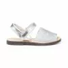 Girls Patent And Glitter Leather Menorcan Sandals Velcro 208 Silver, By AngelitoS