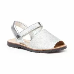 Girls Patent And Glitter Leather Menorcan Sandals Velcro 208 Silver, By AngelitoS -Sandals Sales Store girls patent and glitter leather menorcan sandals velcro 208 silver by angelitos 2