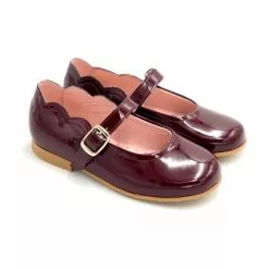Girls Patent Leather Mary Jane Shoes Buckle 1100 Burgundy, By AngelitoS