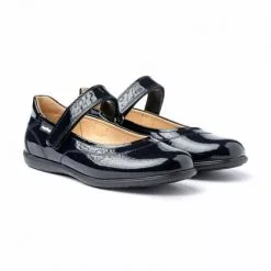 Girls Patent Leather Mary Jane Shoes Velcro 459 Navy, By AngelitoS