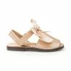 Girls Patent Leather Menorcan Sandals Satin Bow Velcro 206 Camel, By AngelitoS
