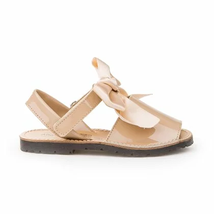 Girls Patent Leather Menorcan Sandals Satin Bow Velcro 206 Camel, By AngelitoS 1 Girls Patent Leather Menorcan Sandals Satin Bow Velcro 206 Camel, By AngelitoS