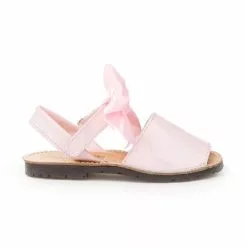 Girls Patent Leather Menorcan Sandals Satin Bow Velcro 206 Pink, By AngelitoS