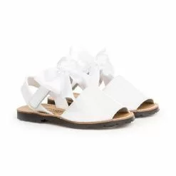 Sandals Sales Store -Sandals Sales Store girls patent leather menorcan sandals satin bow velcro 206 white by angelitos 1