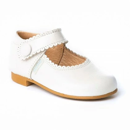 Girls Pearly Leather Mary Jane Shoes Velcro 1502 White, By AngelitoS 3 Girls Pearly Leather Mary Jane Shoes Velcro 1502 White, By AngelitoS - Image 3