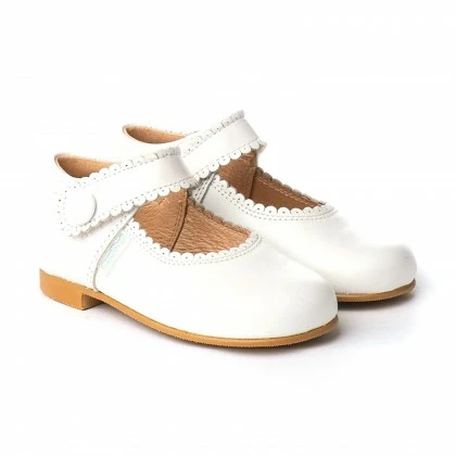 Girls Pearly Leather Mary Jane Shoes Velcro 1502 White, By AngelitoS 1 Girls Pearly Leather Mary Jane Shoes Velcro 1502 White, By AngelitoS