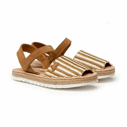 Girls Suede And Cotton Menorcan Sandals Padded Insole Velcro 227 Leather, By AngelitoS 2 Girls Suede And Cotton Menorcan Sandals Padded Insole Velcro 227 Leather, By AngelitoS - Image 2